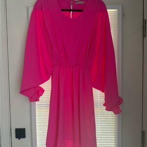 Ces Femme Vibrant Pink Long Sleeve Dress